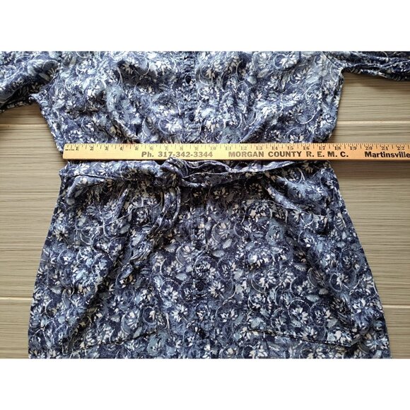 Lauren Ralph Lauren Linen Floral Shirtdress Tie Waist Blue Plus Size 14 Women's - Picture 11 of 12
